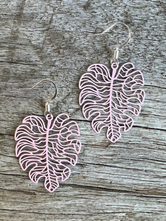 Pale Pink Monstera Leaf Filigree