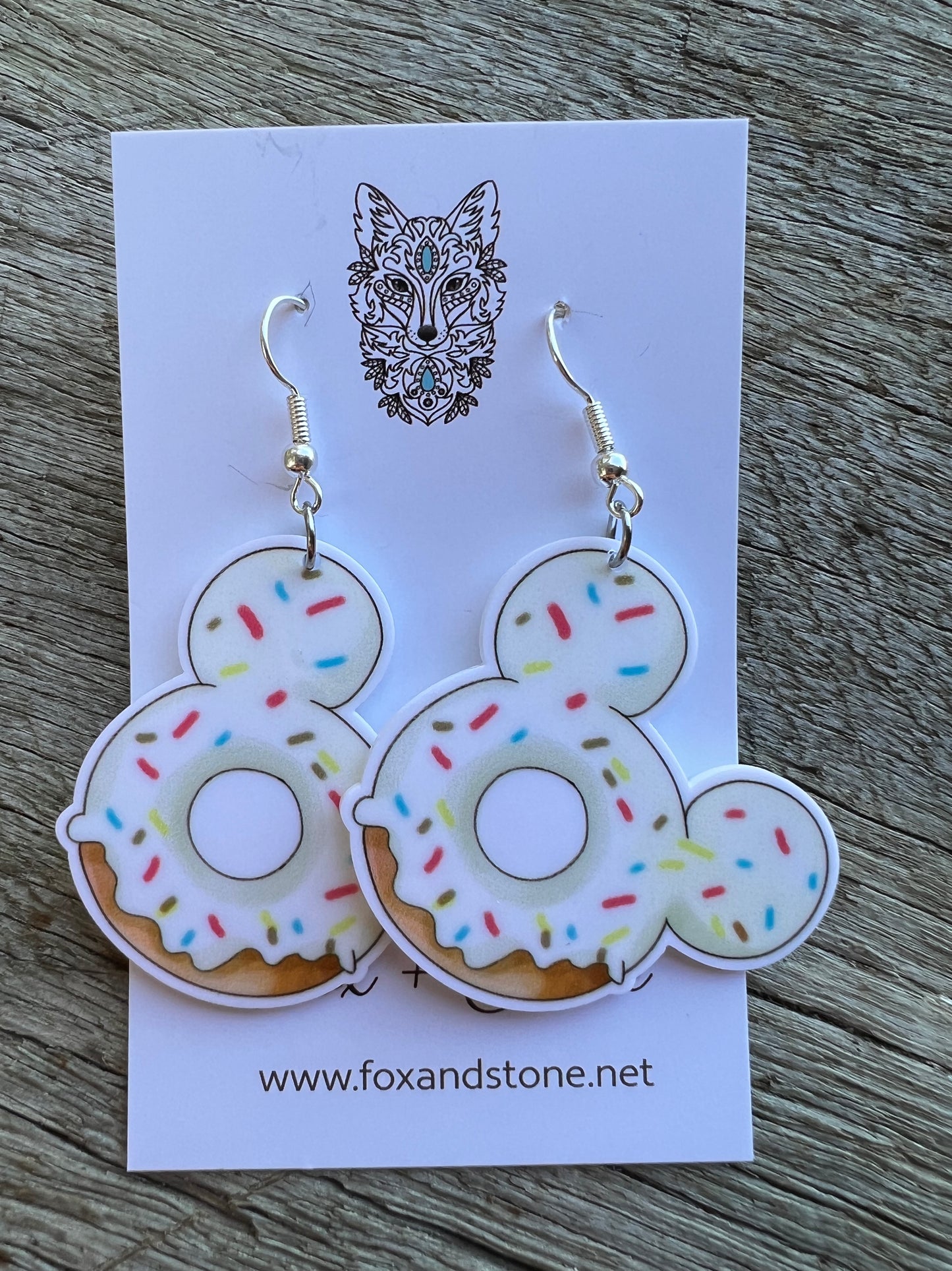 White Iced Micky Donut Earrings