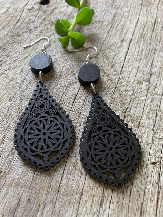 Midnight Kara Wood Earrings