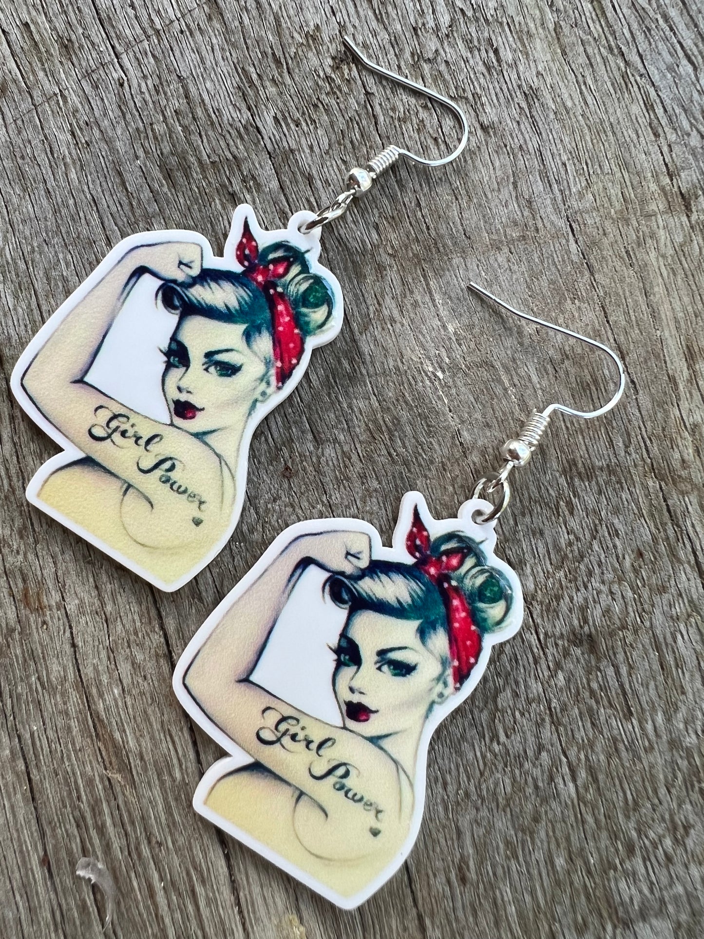 Girl Power Tattoo Earrings