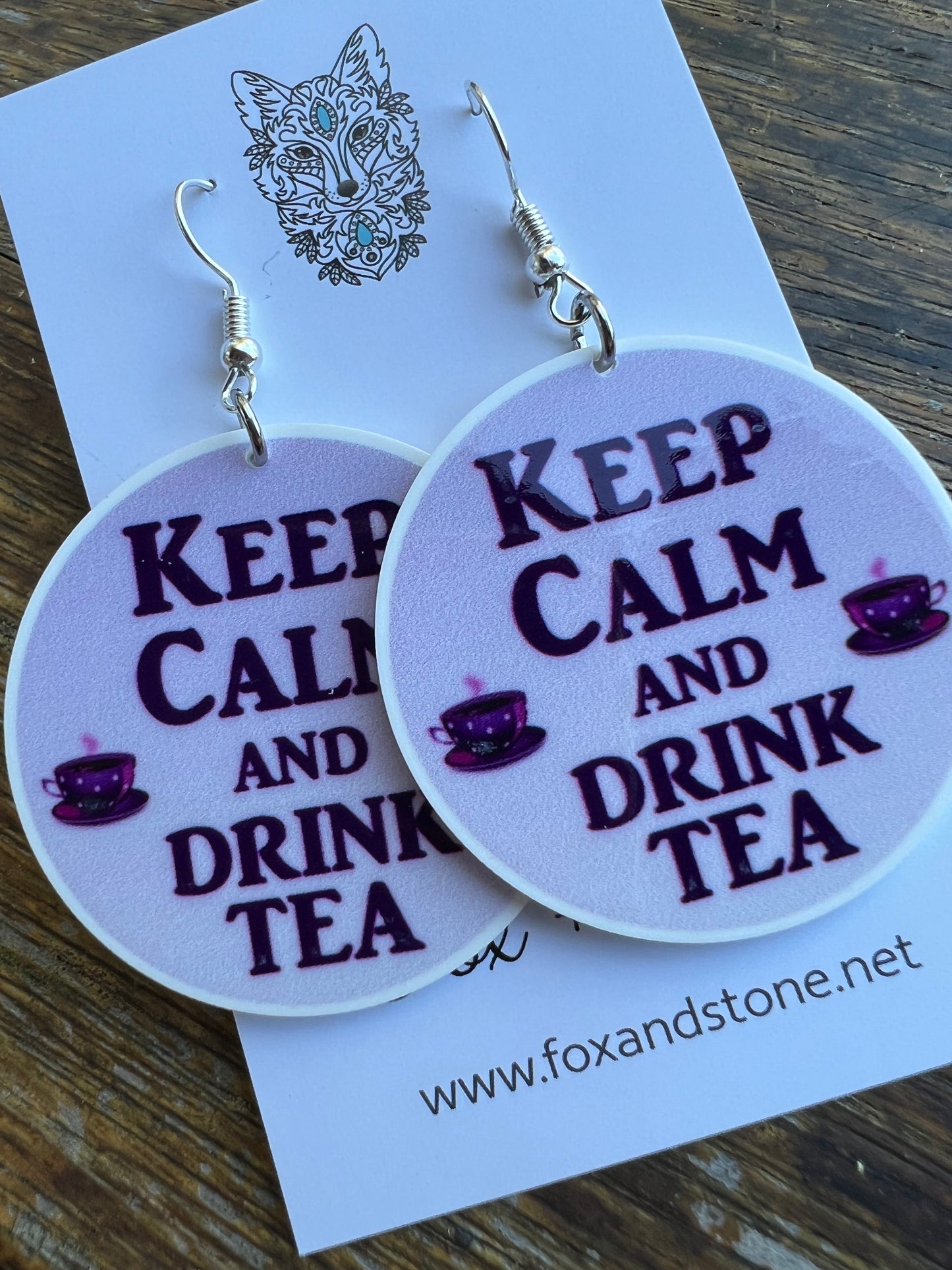 Keep Calm Drink Tea Earrings