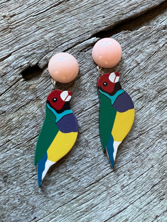 Finch Bird Stud Earrings