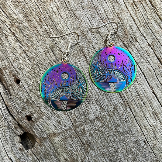 Irridescent Ying Yang Earrings