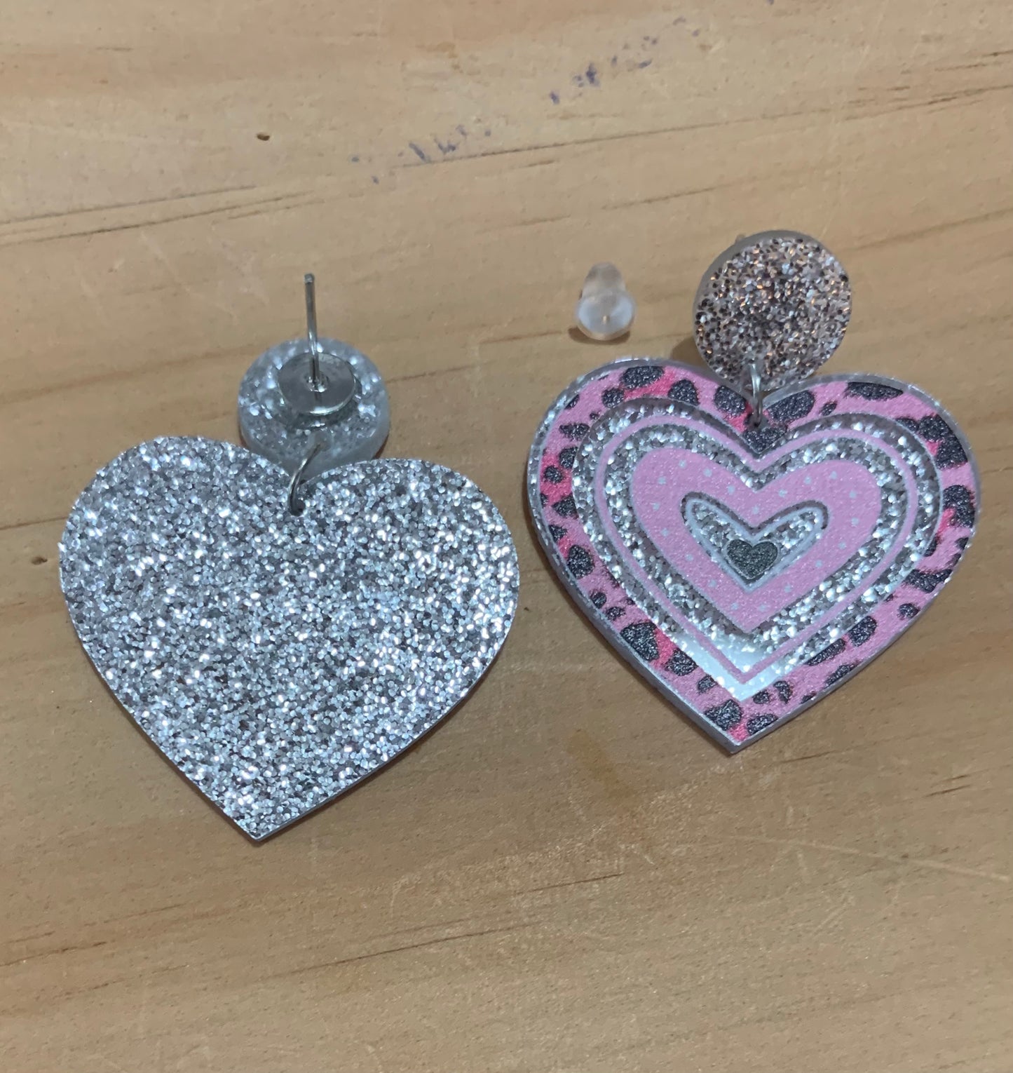 Resin Heart Glitter Stud Earrings