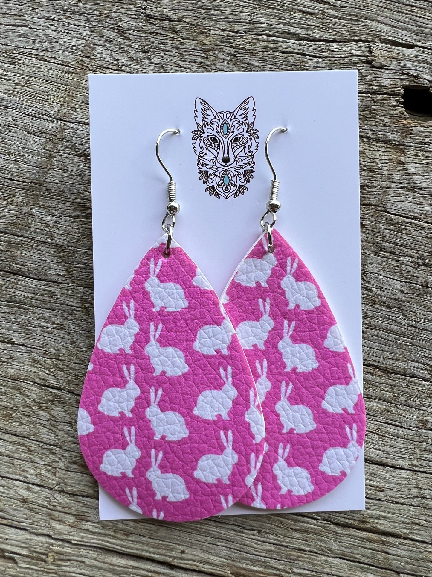 Faux Leather Bunny Easter Earrings