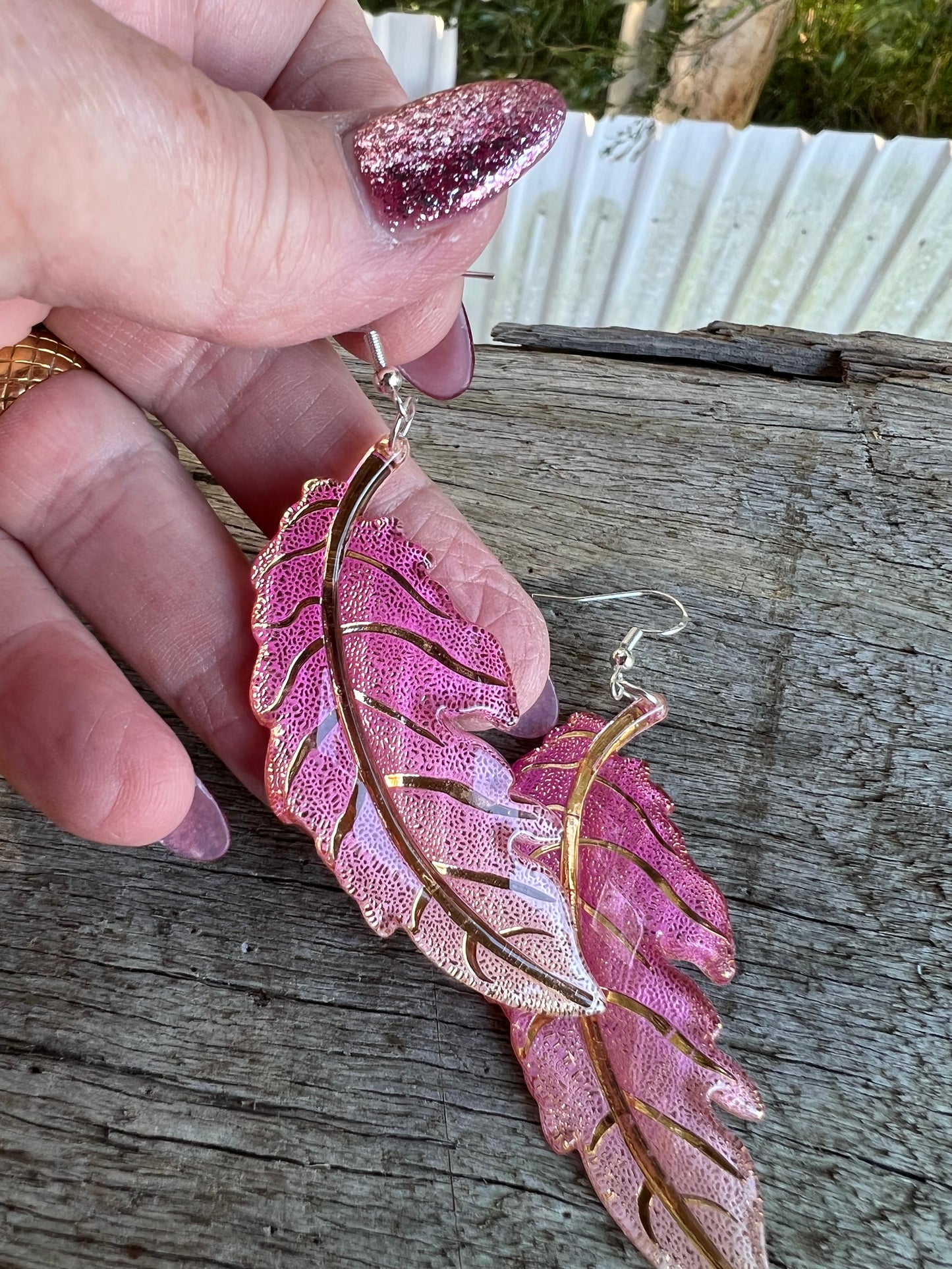 Blush Ombre Leaf Earrings
