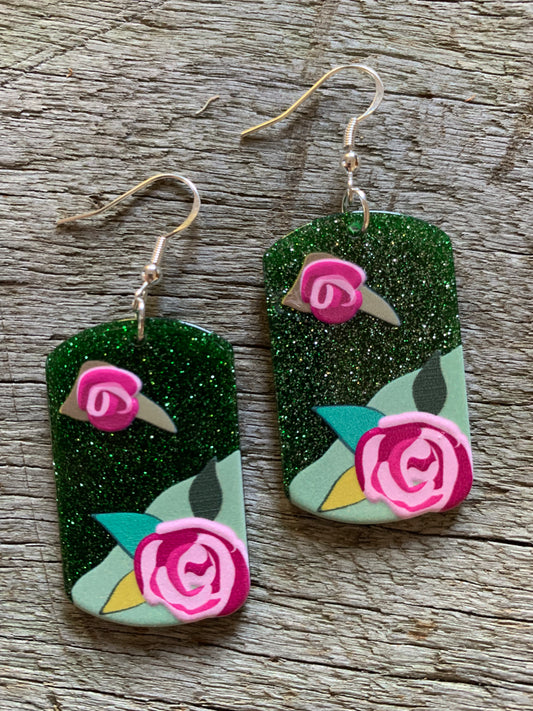 Glitter Rose Earrings
