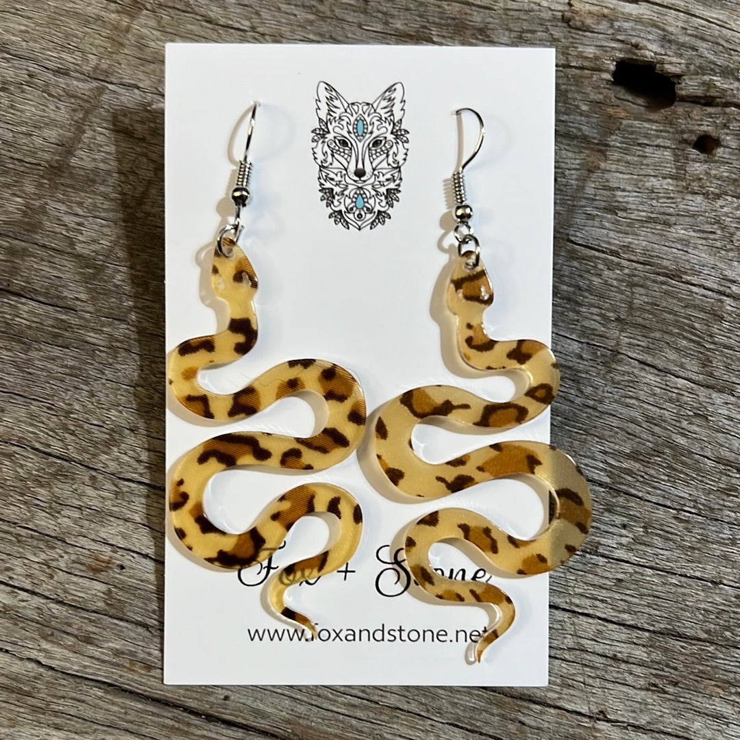 Leopard Print Snake Earrings