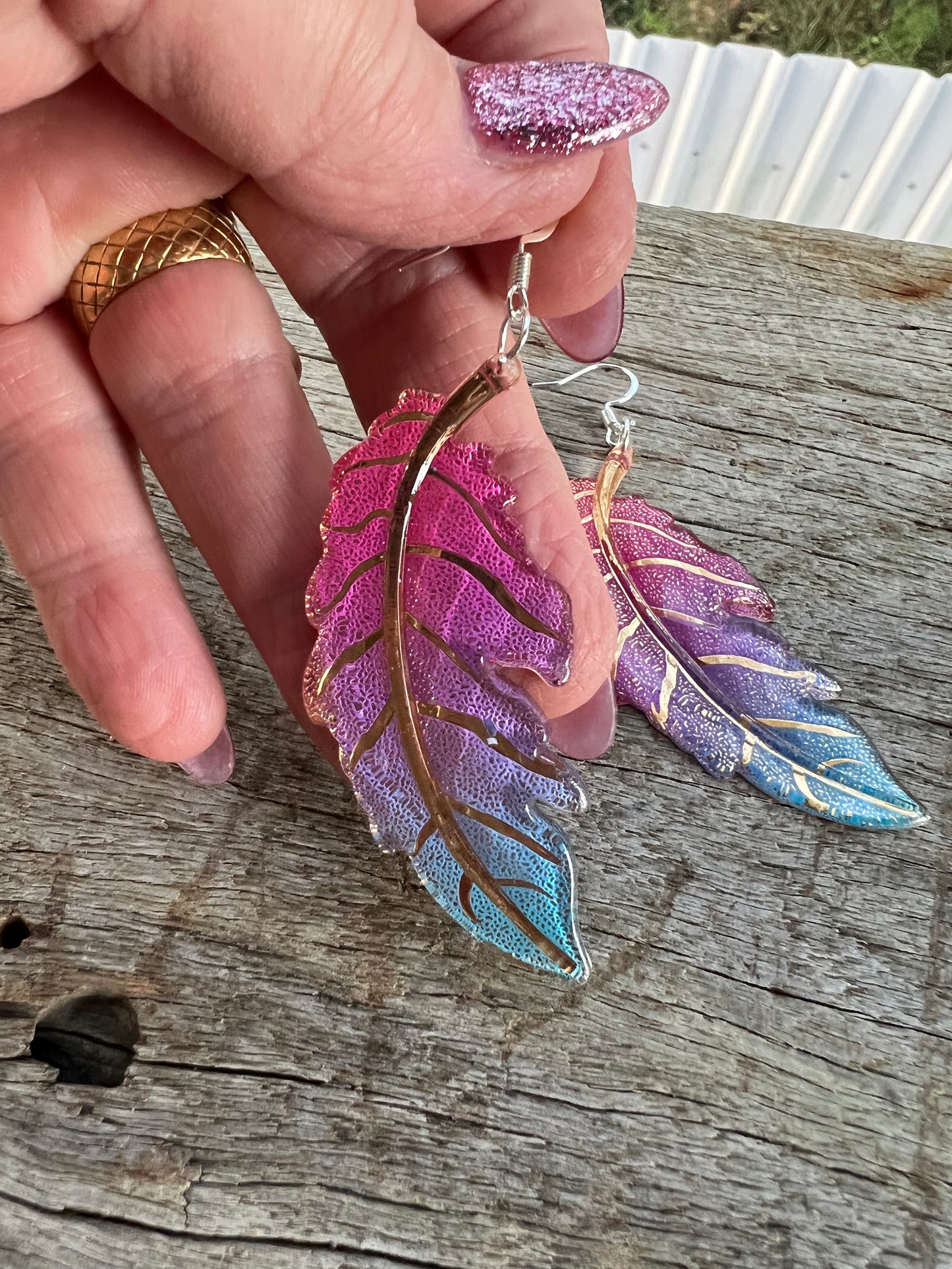 Stunning Ombre Leaf Earrings