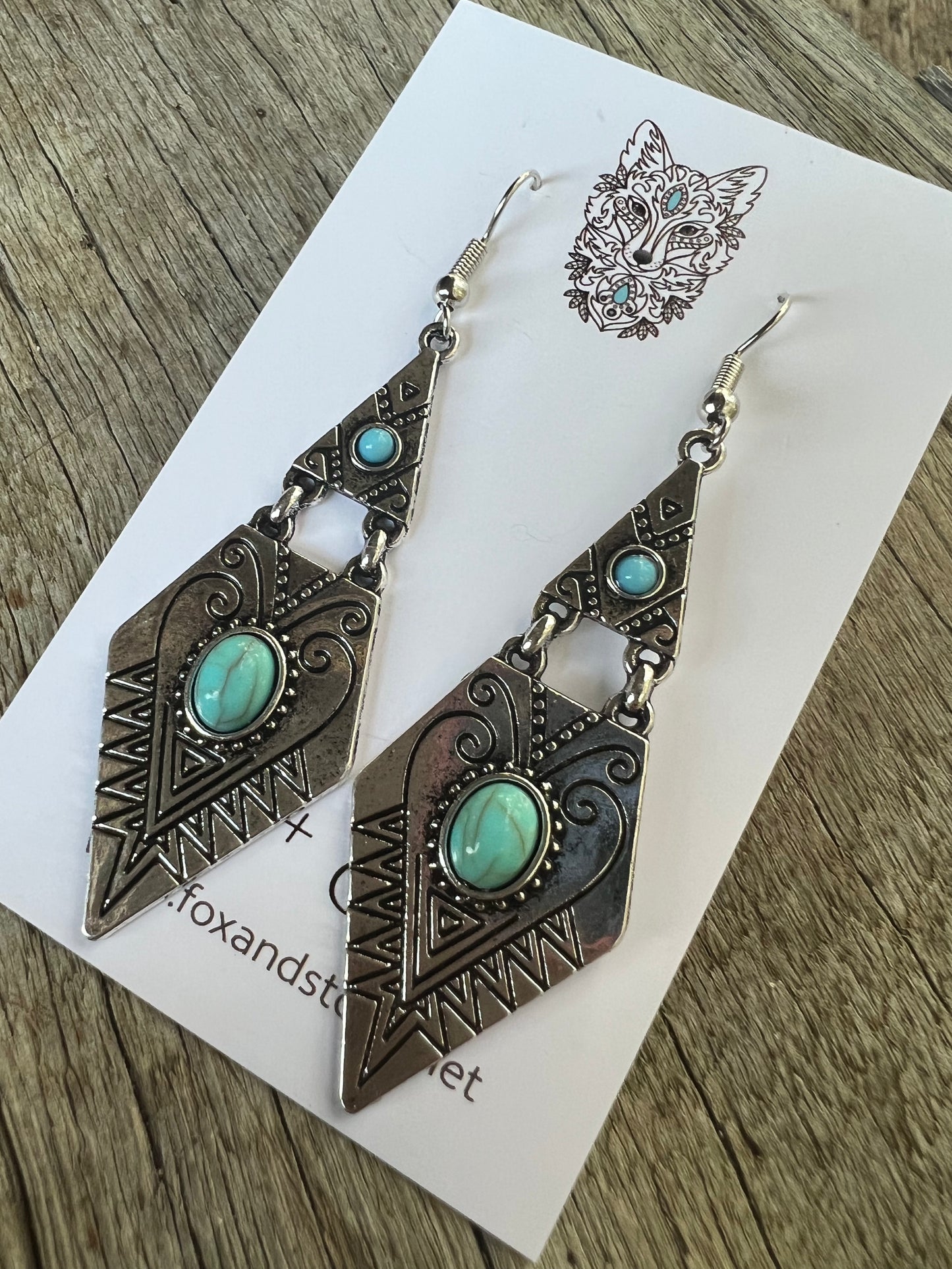 Lush Silver Turquoise Metal Dangles