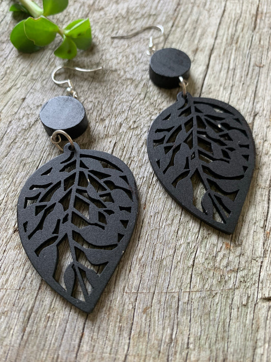 Midnight Sienna Wood Earrings