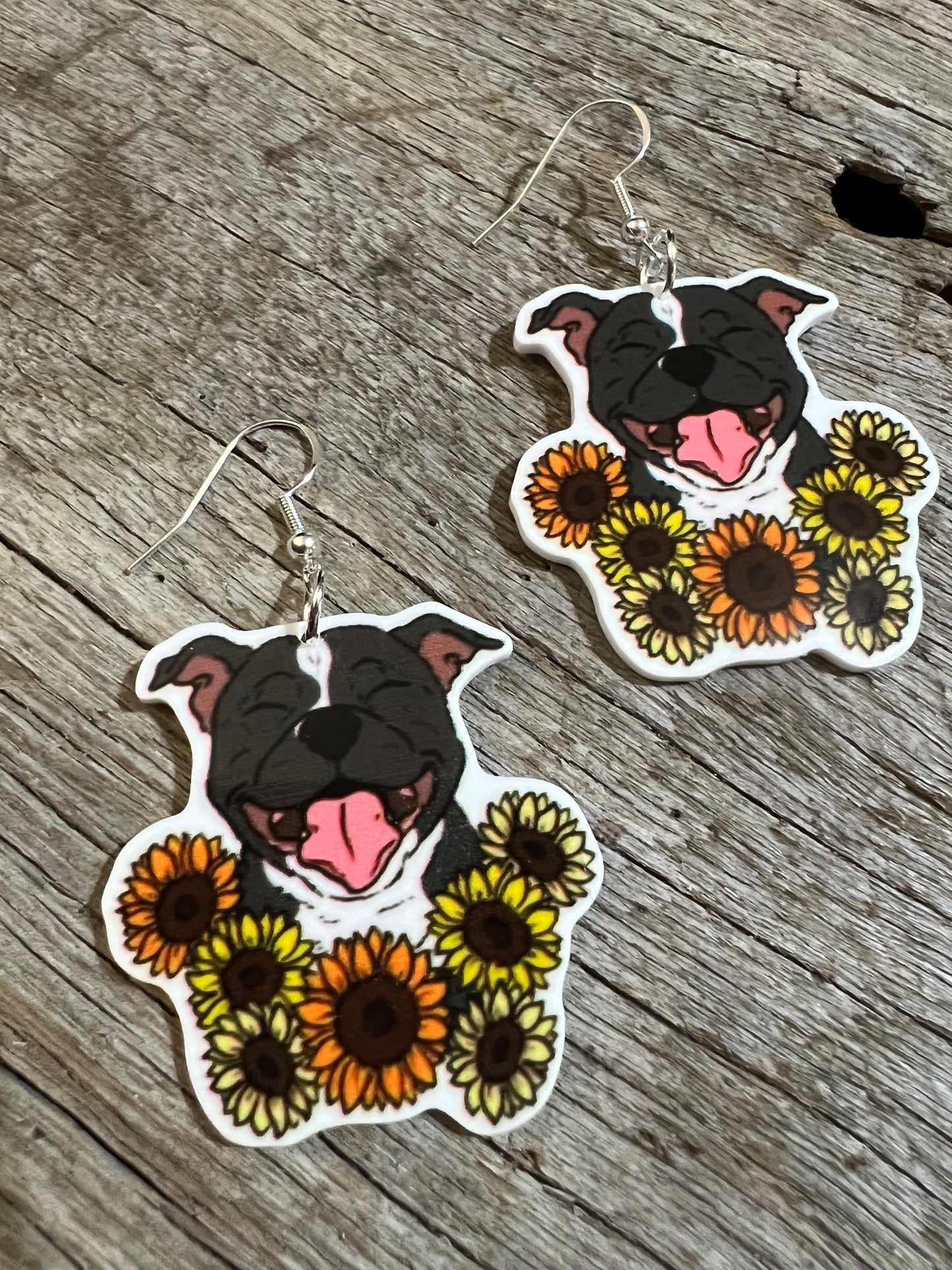Smiling Staffy Resin Earrings