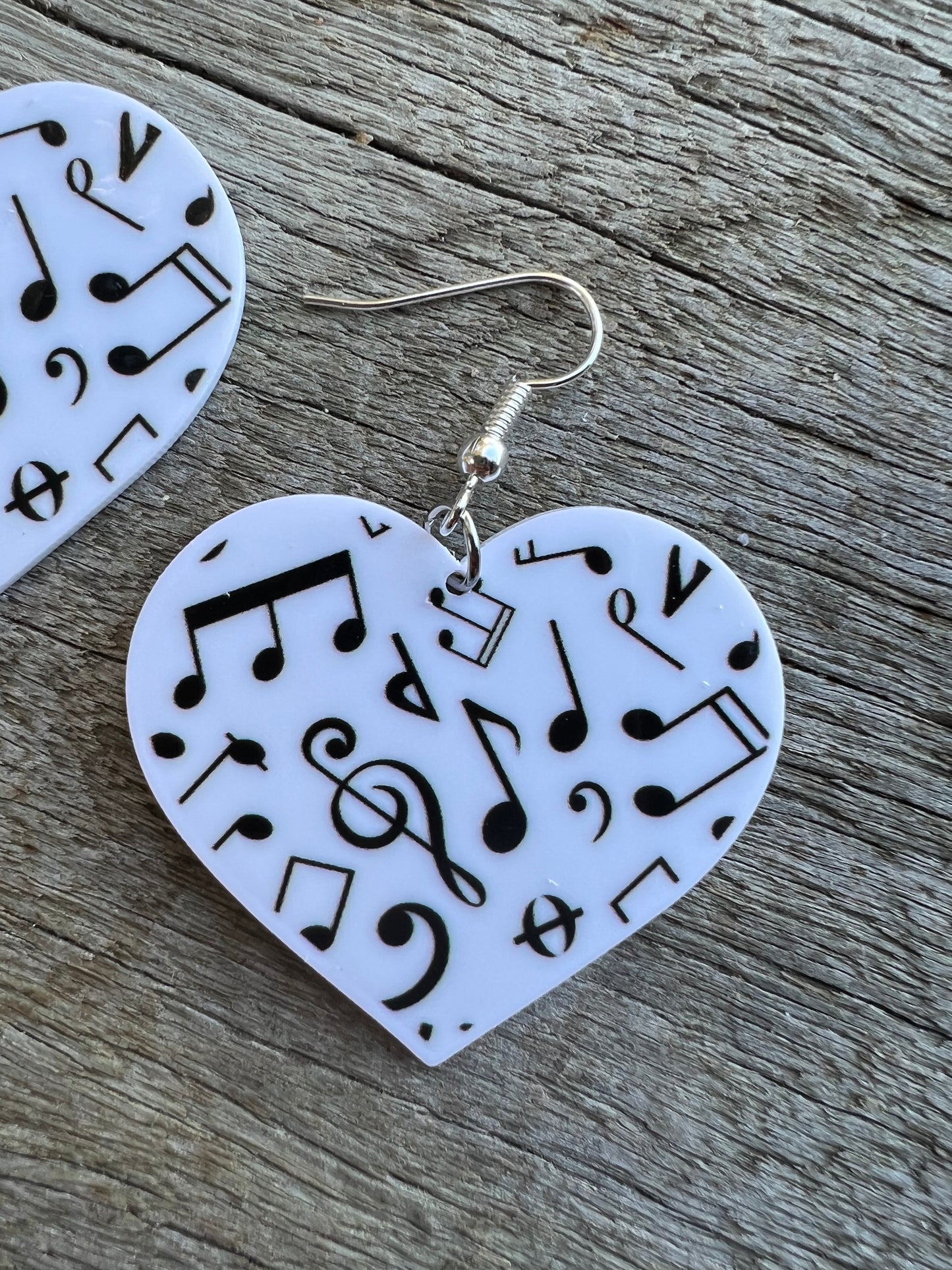 Music Notes Hearts Earrings