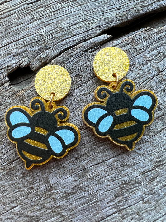 Glitter Busy Bees Earrings