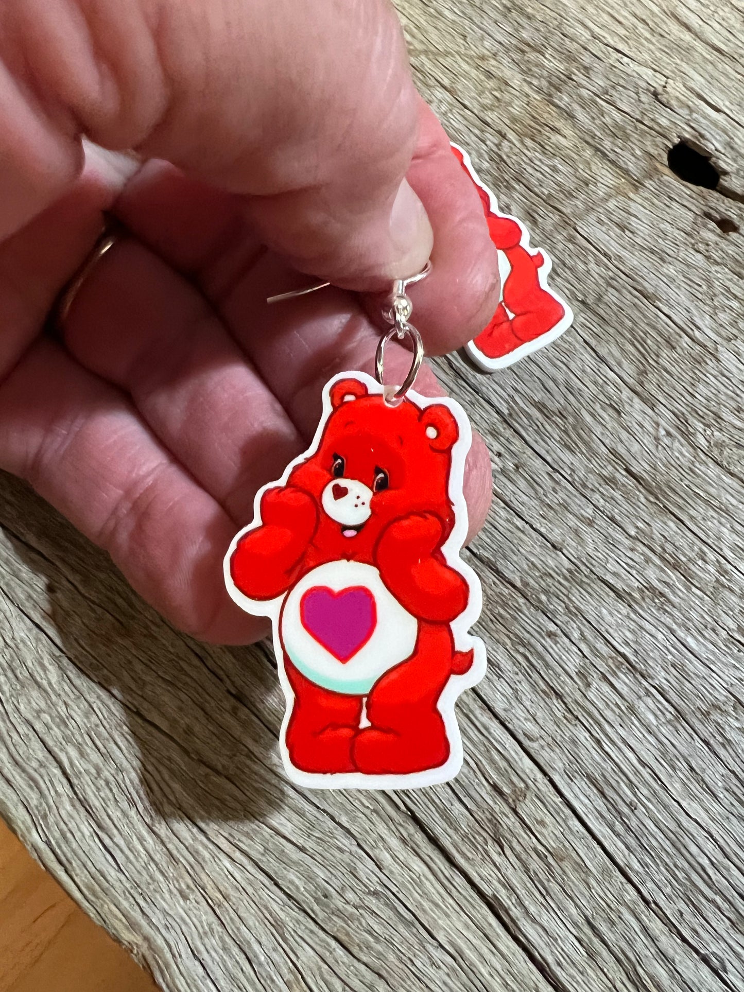 Red Heart Bear Plannar Earrings