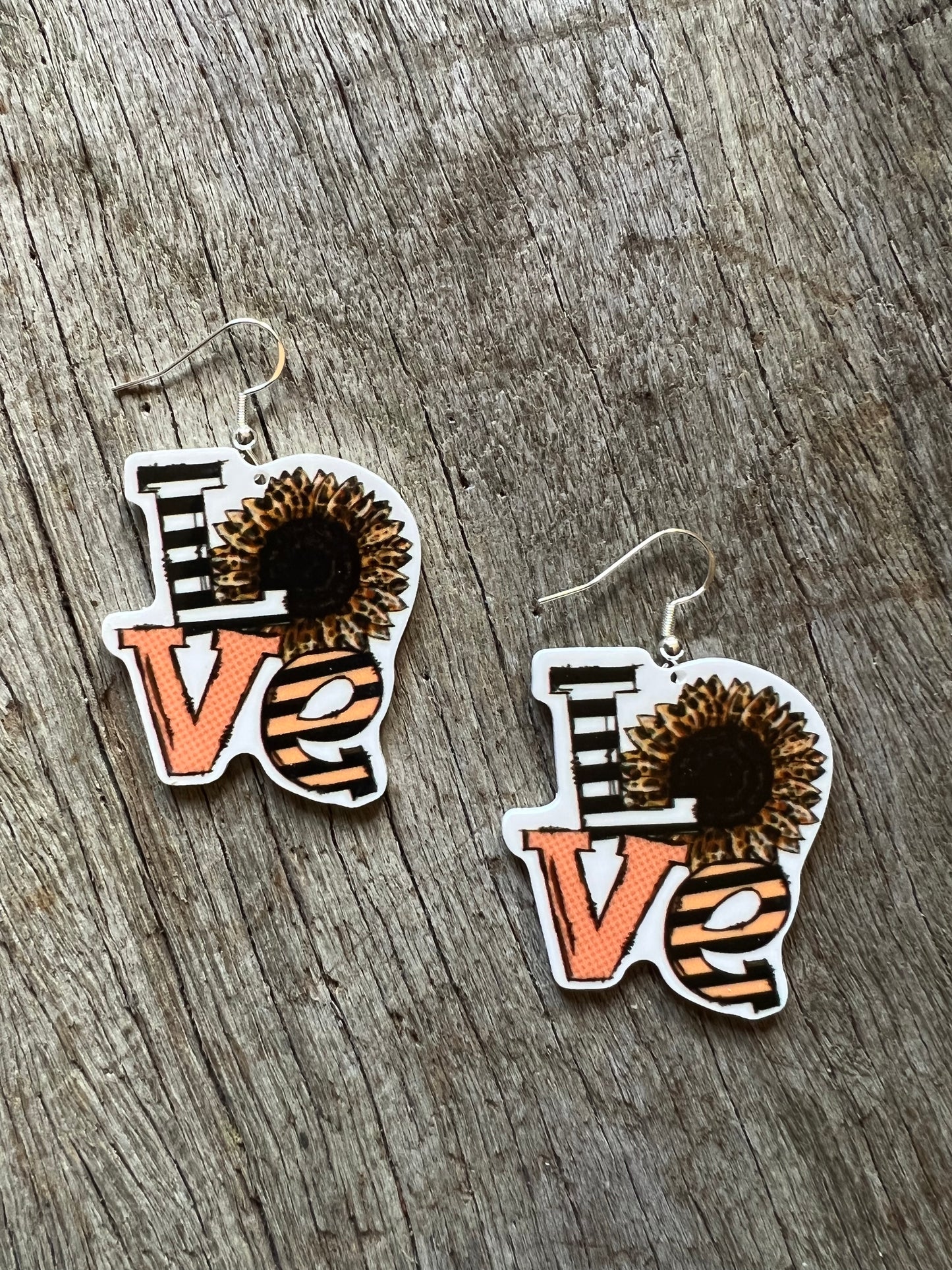 Leopard Love Sunflower Resin Earrings