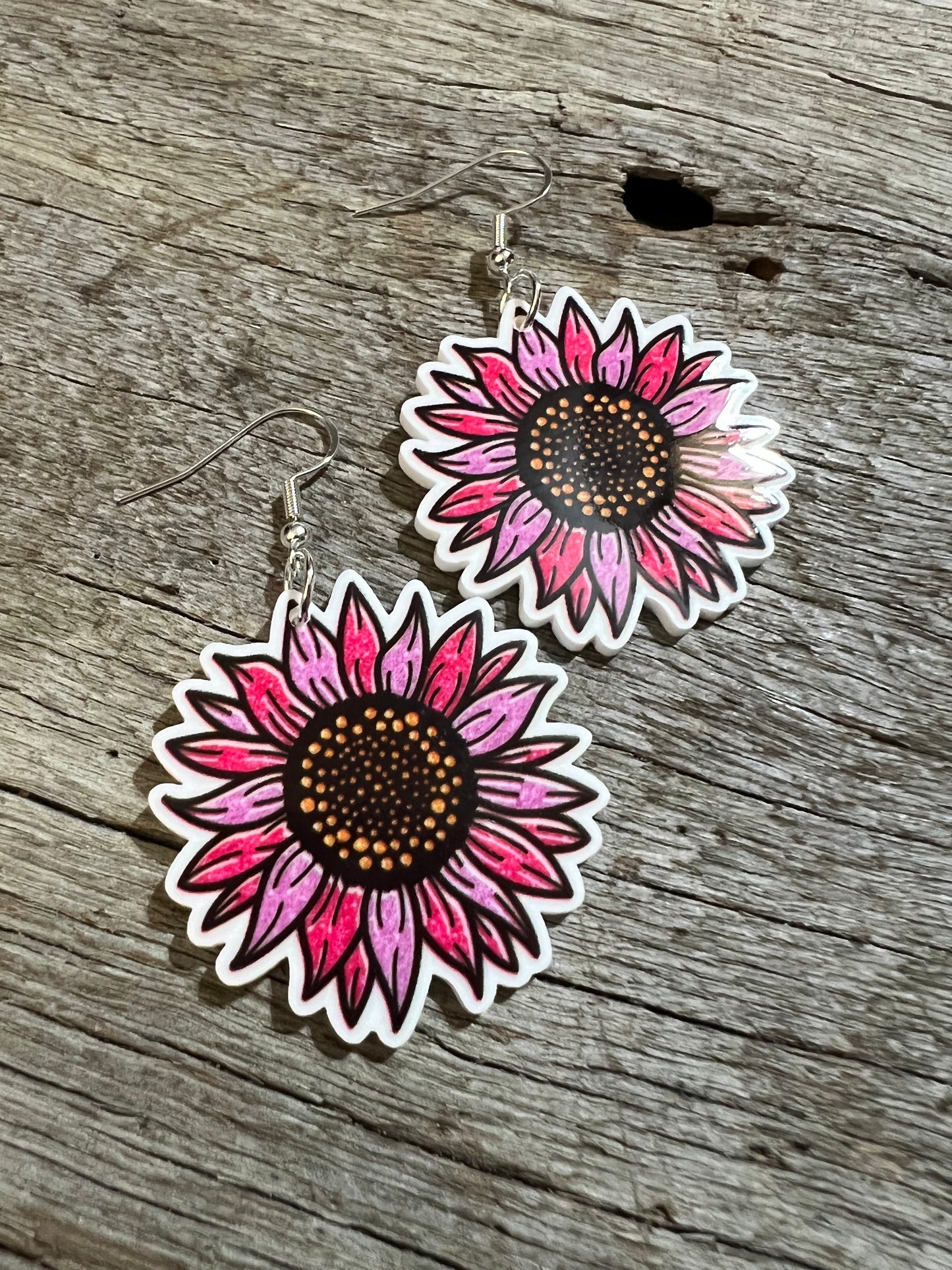 Purple Harmony Sunflower Earrings