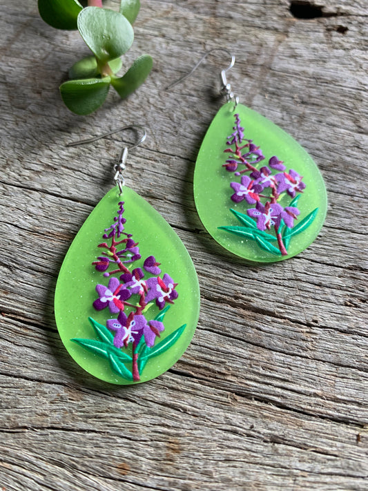 Purple Climbing Flower Earrings
