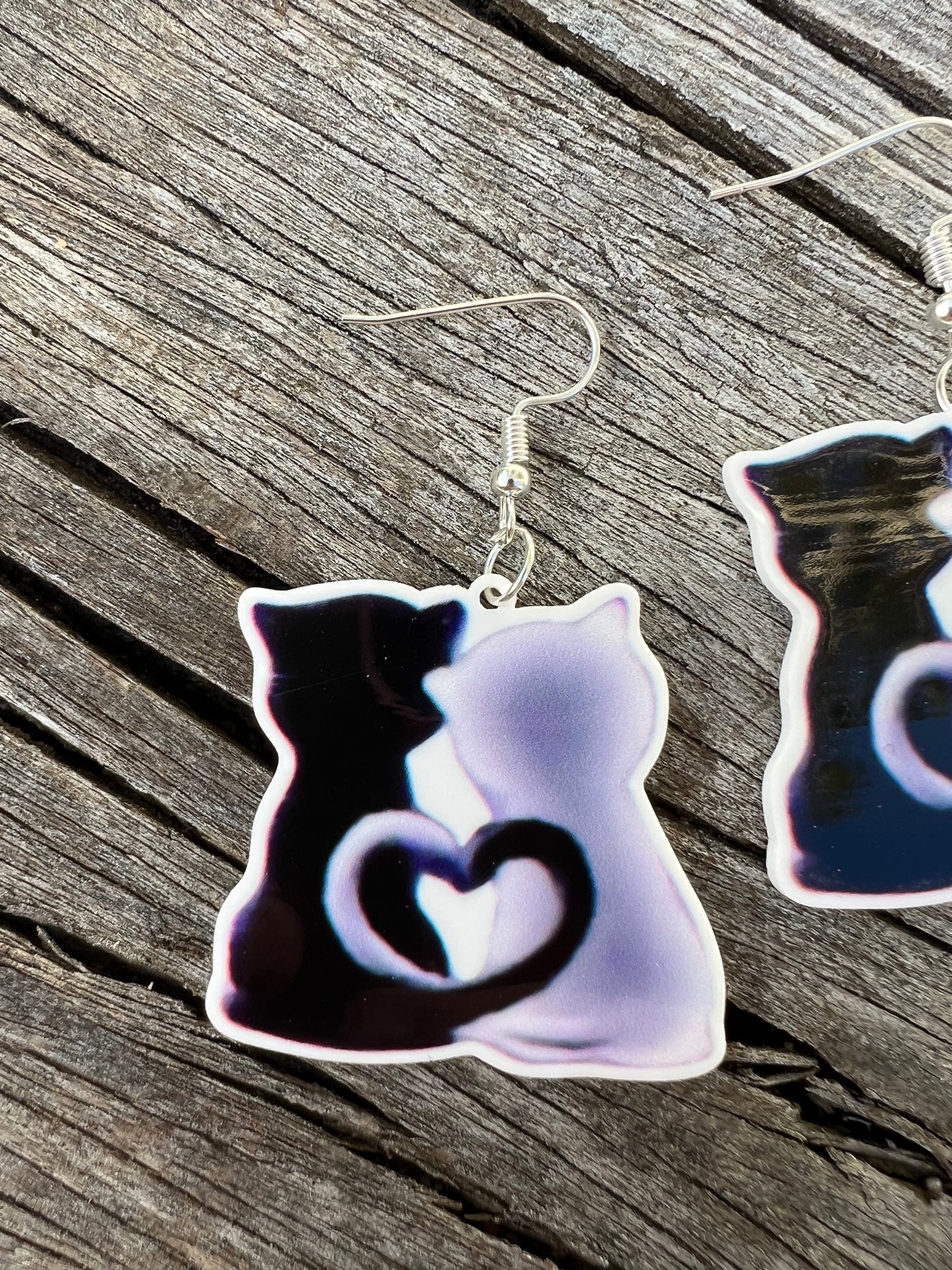 Kitty Cats Heart Earrings
