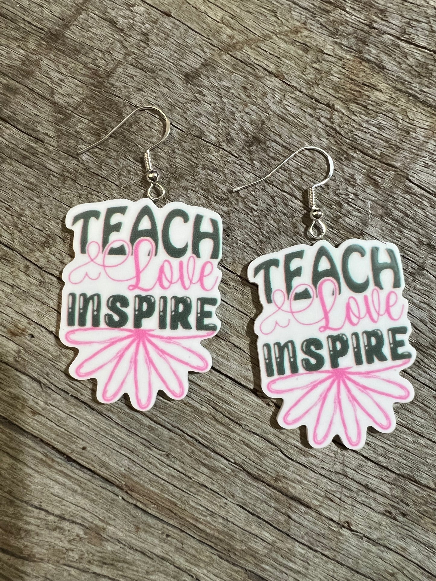 Teach Love Inspire Resin Earrings