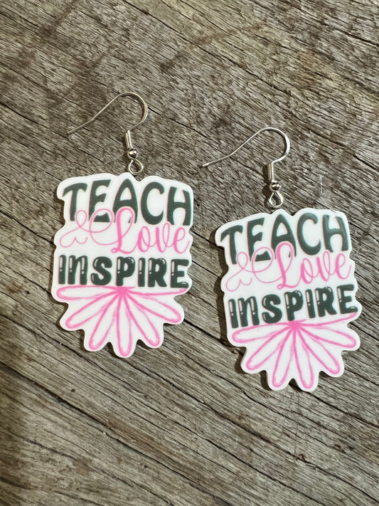 Teach Love Inspire Resin Earrings