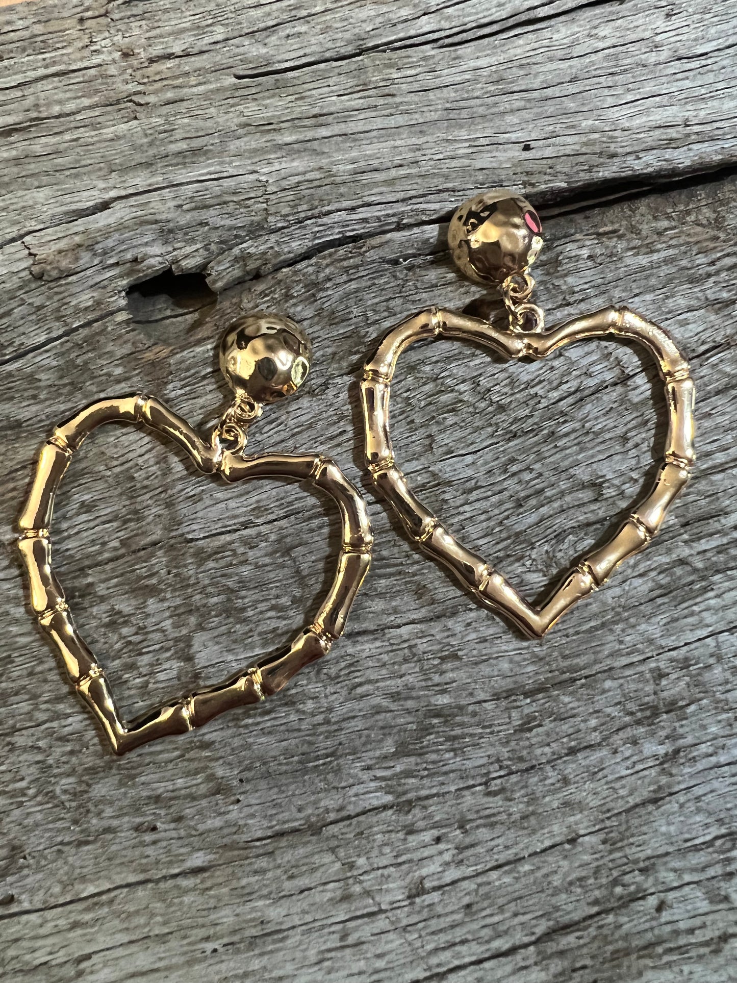 Large Gold Heart Earrings
