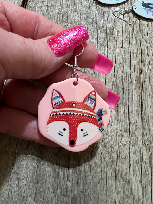 Boho Fox Pink Earrings