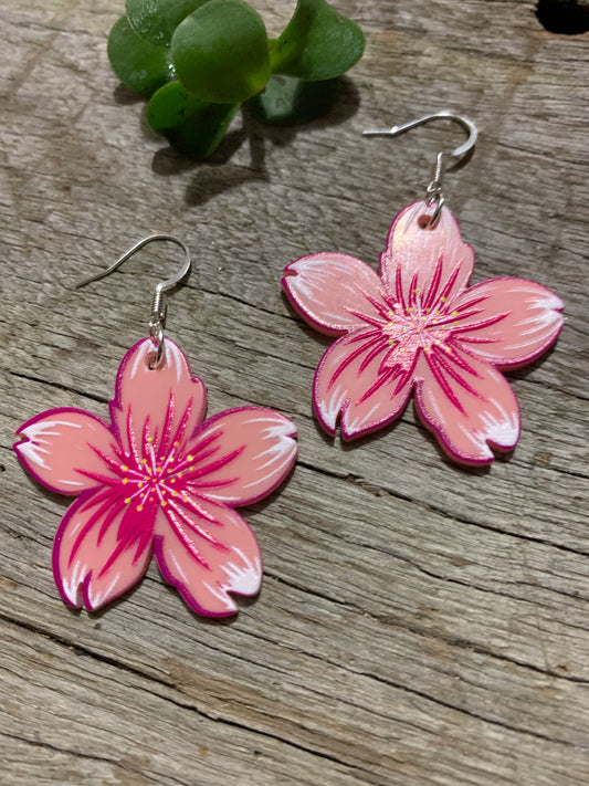 Pretty Pink Hibiscus Earrings