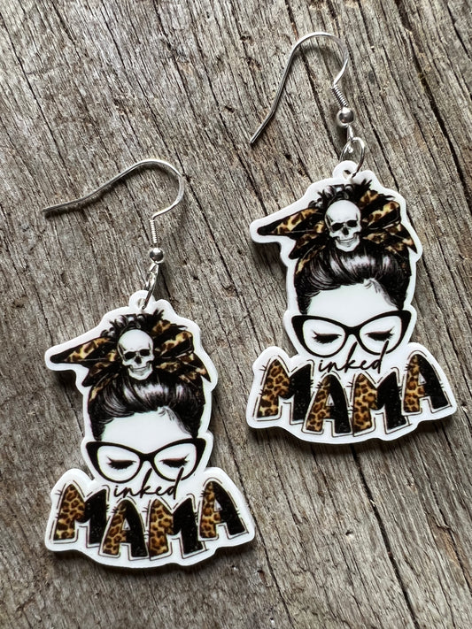 Inked Mama Leopard Resin Earrings