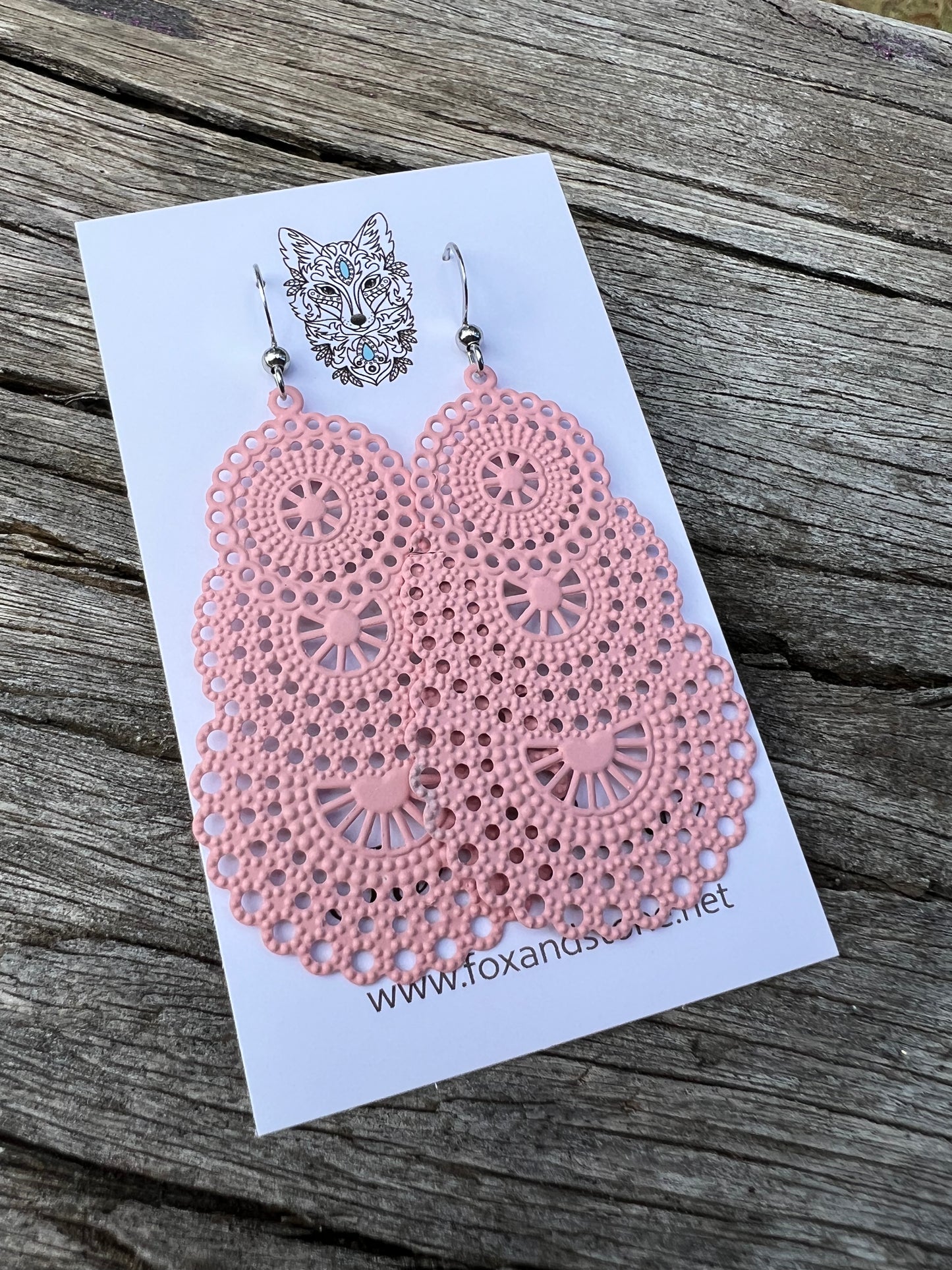 Stunning Pastel Pink Metal Dangles