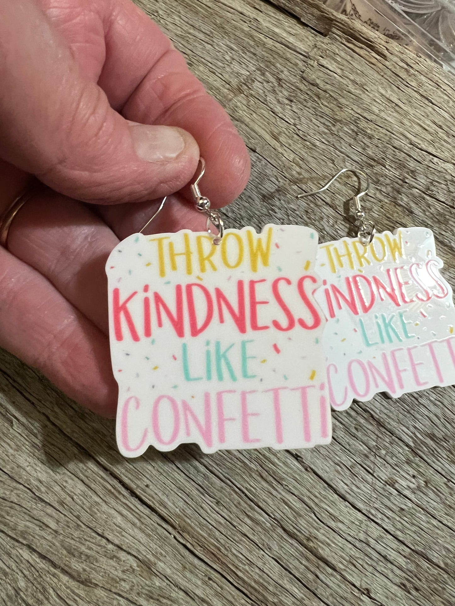 Kindness and Confetti Resin Earrings