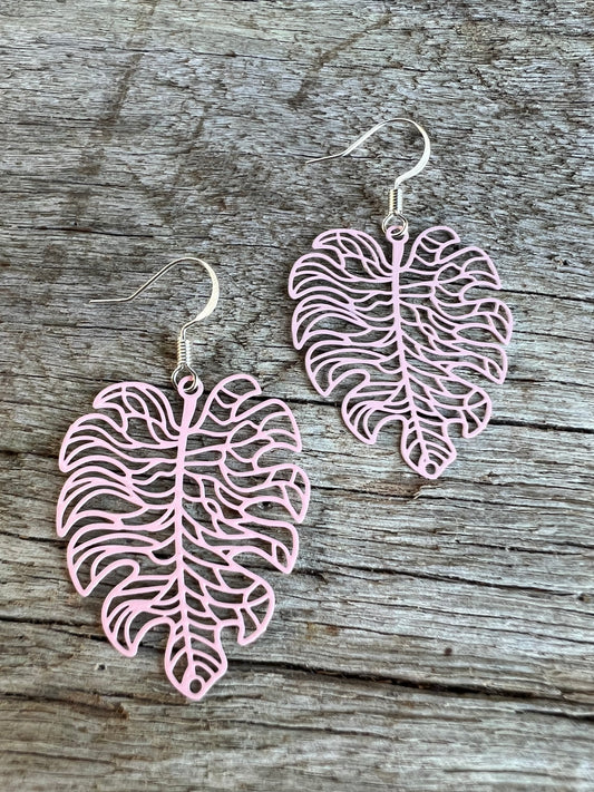 Pale Pink Monstera Leaf Filigree