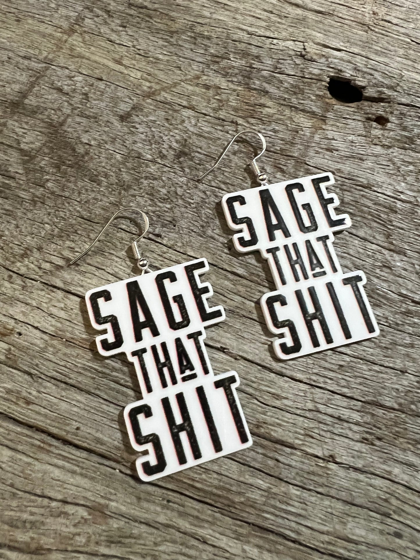 Sage That Shit Resin Earrings
