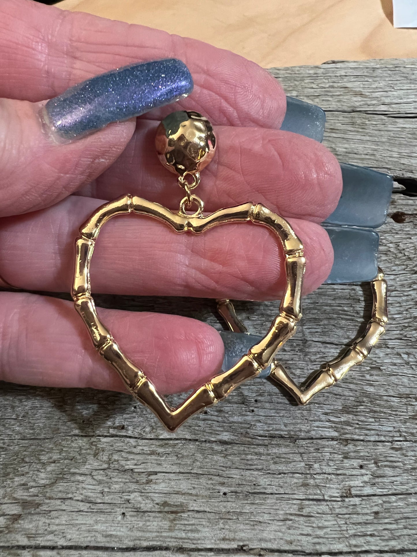 Large Gold Heart Earrings