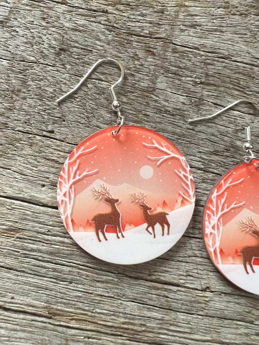 Reindeer Christmas Resin Earrings