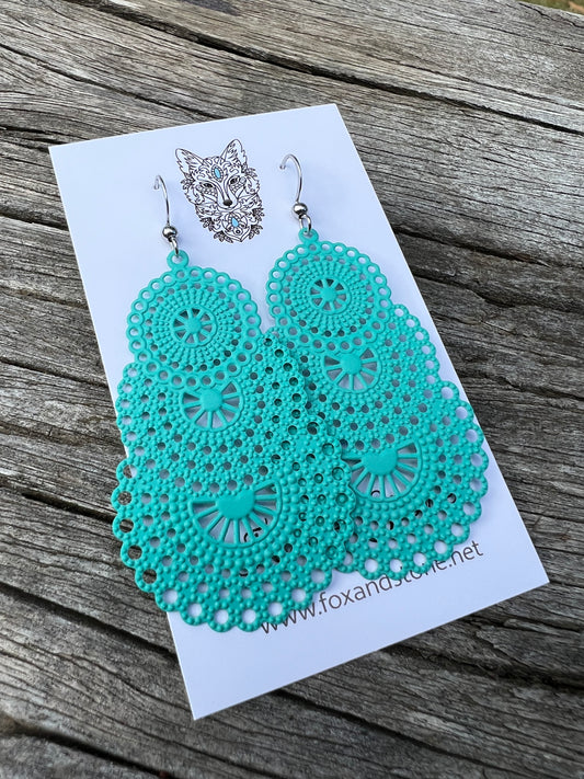 Stunning Mint Metal Dangles