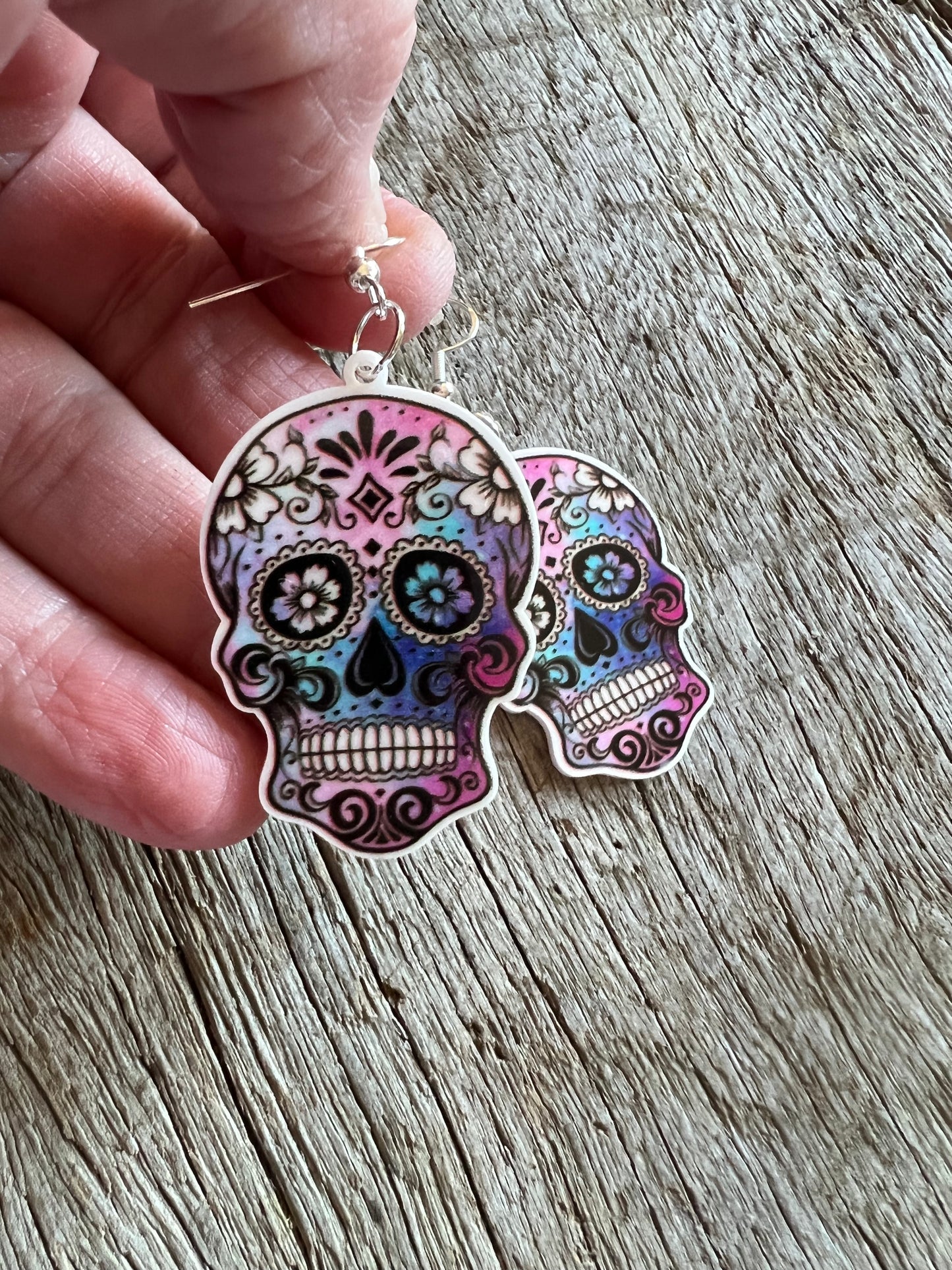 Pretty Sugar Skull Resin Earrings