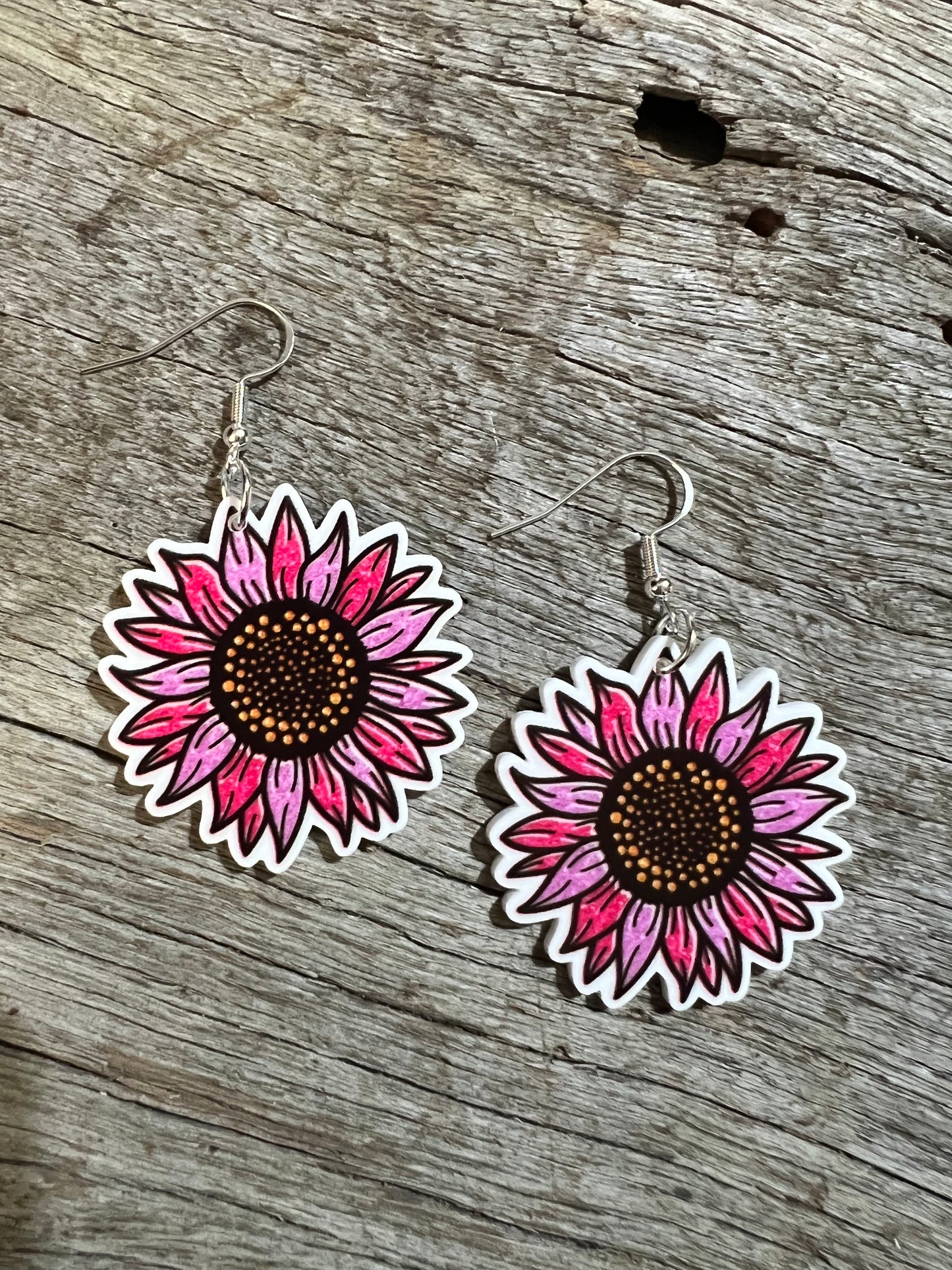 Purple Harmony Sunflower Earrings