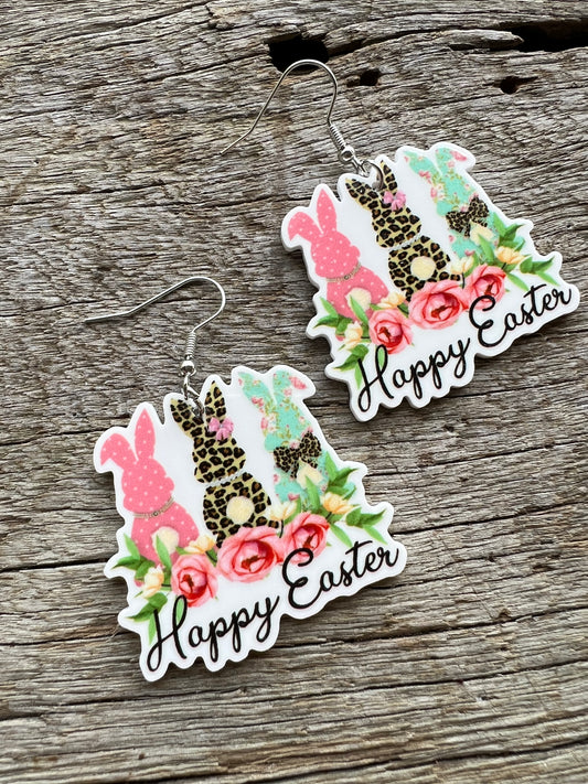 Happy Bunny Easter Earrings