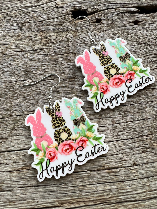 Happy Bunny Easter Earrings