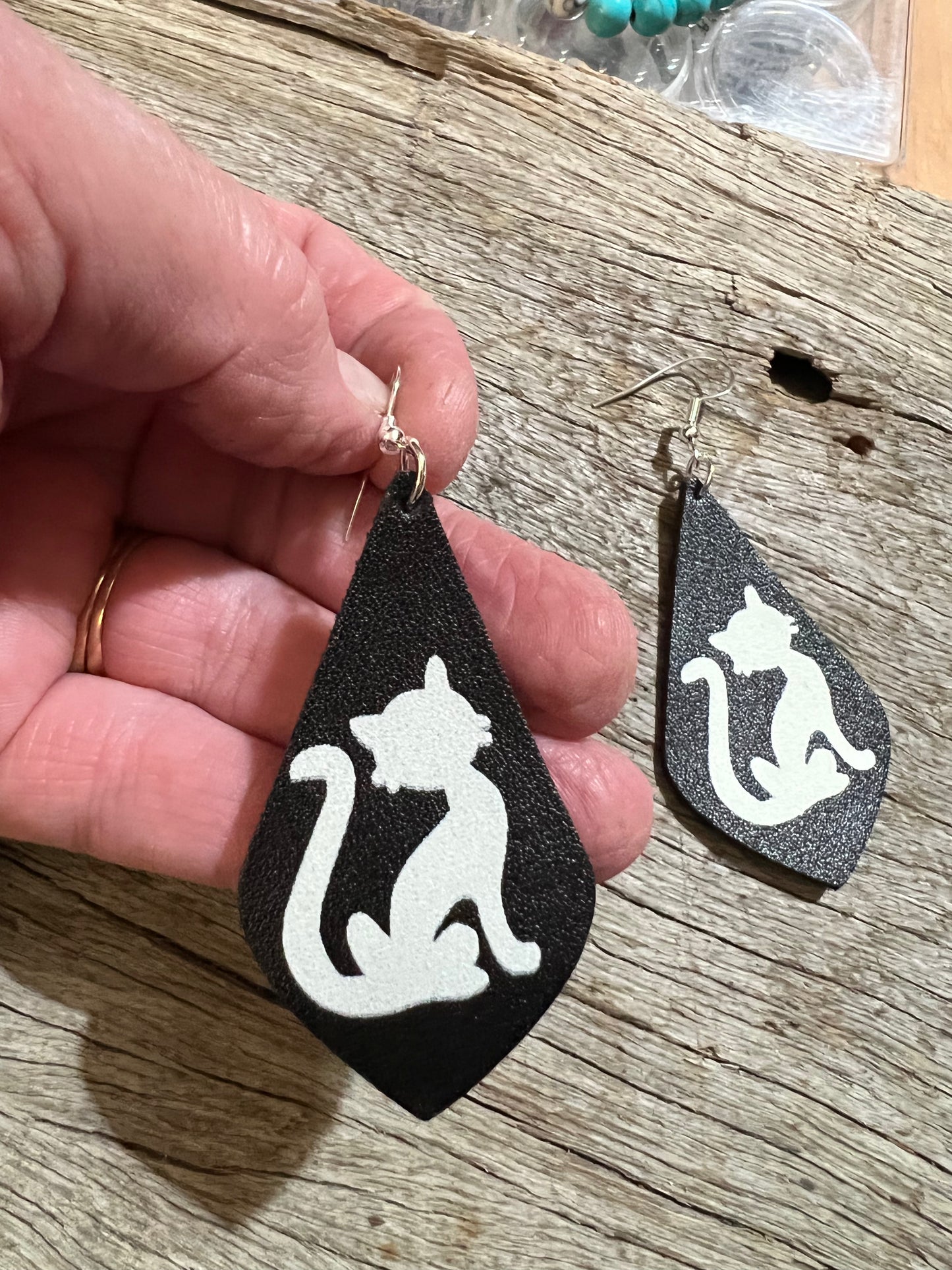 Black White Cat Vegan Earrings