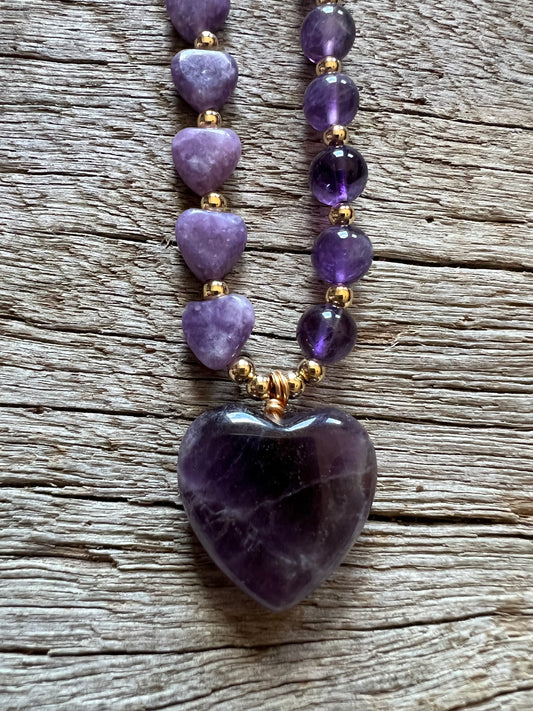 Amethyst Heart Beaded Mala