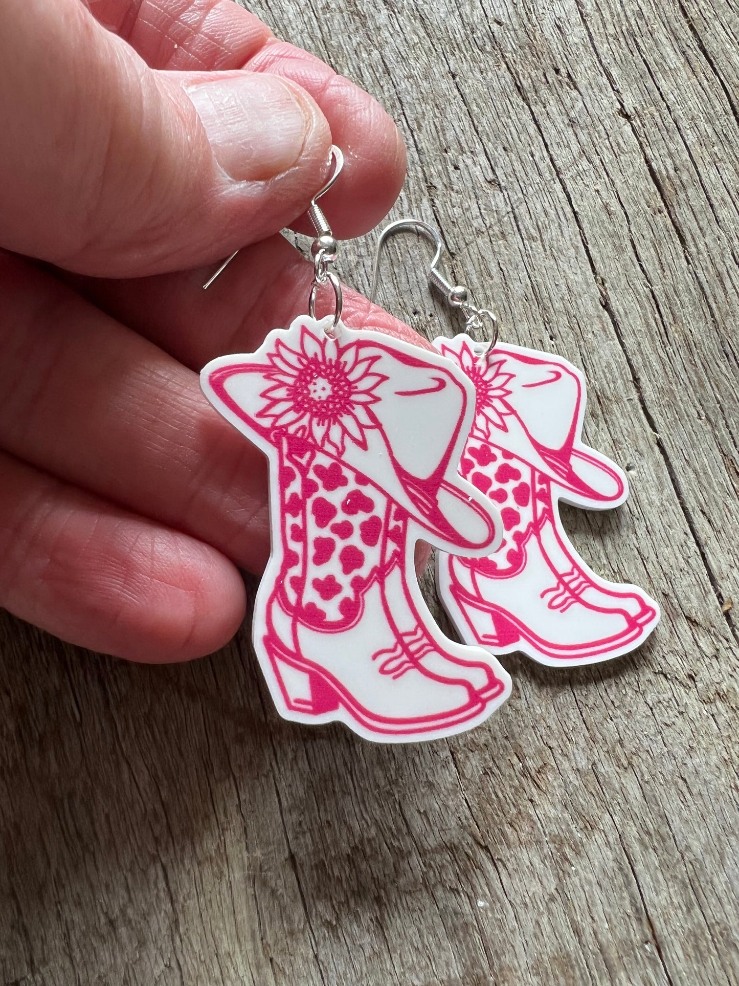 Pink Cowgirl Resin Earrings