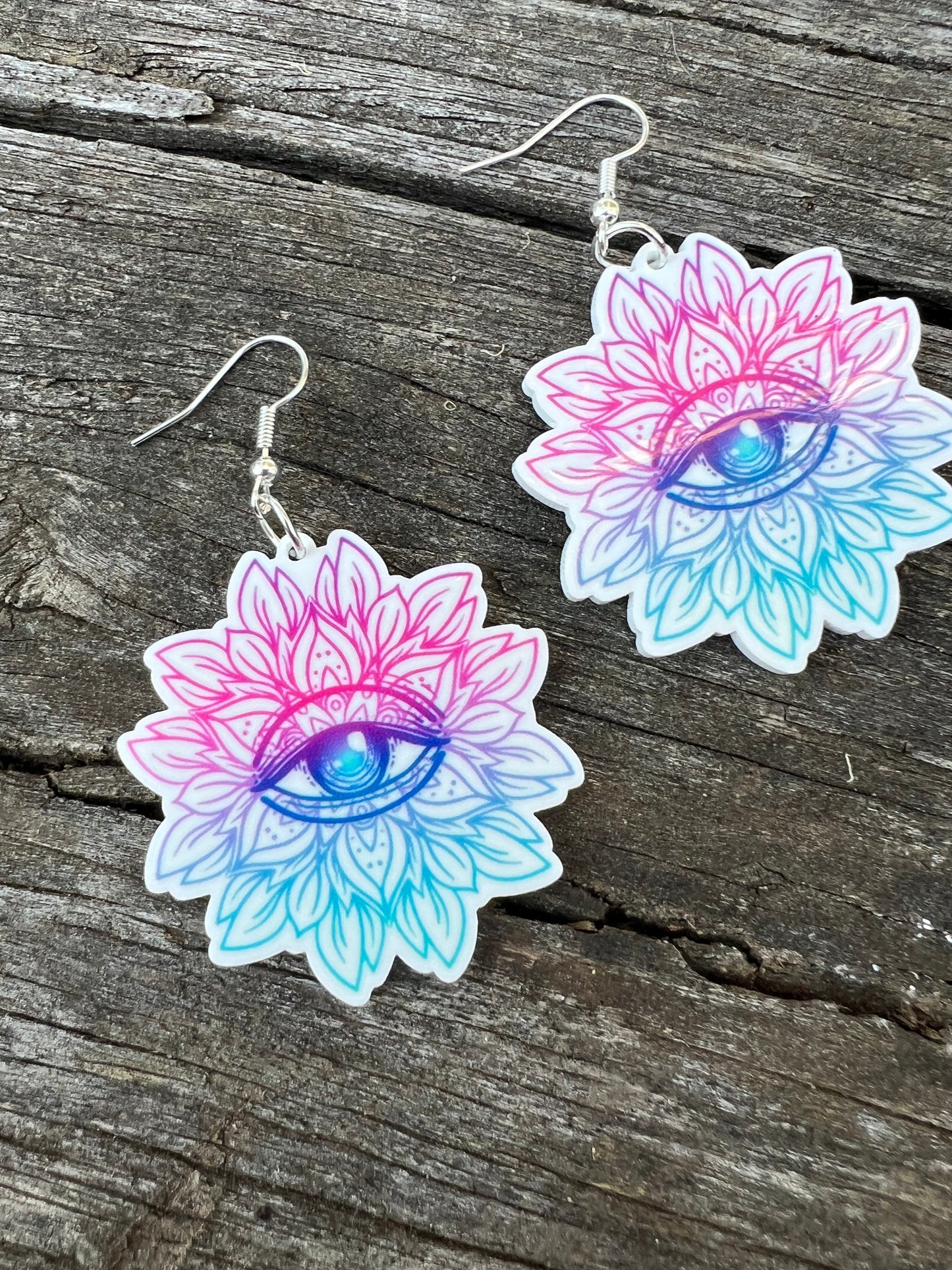 Stunning Ombre Lotus Eye Earrings