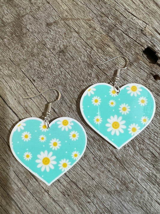 Daisy Hearts Resin Earrings