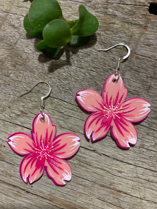 Pretty Pink Hibiscus Earrings