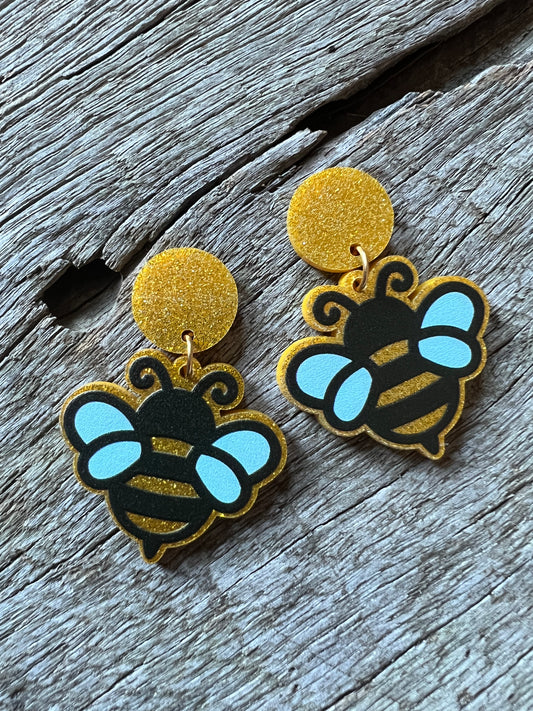 Glitter Busy Bees Earrings