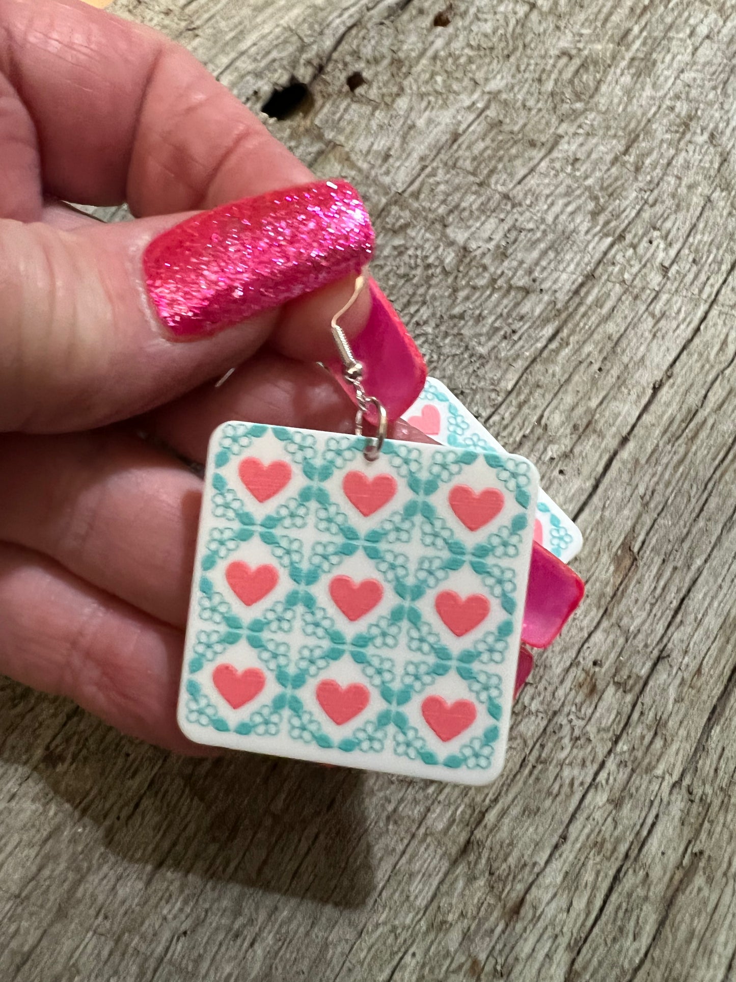 Square Loved Up Heart Earrings
