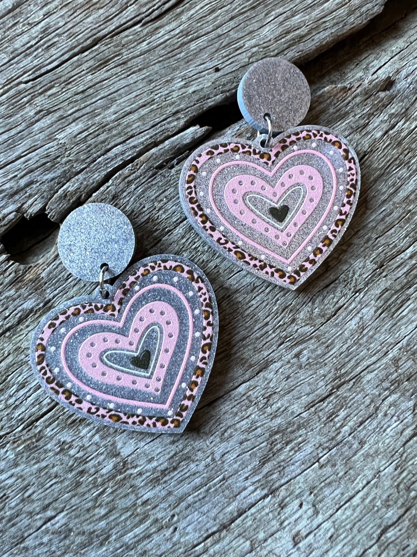 Resin Heart Glitter Stud Earrings