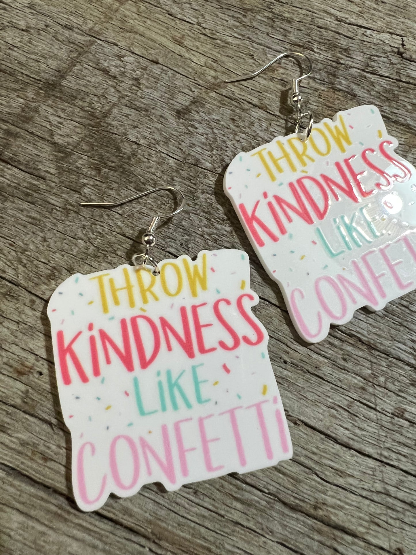 Kindness and Confetti Resin Earrings
